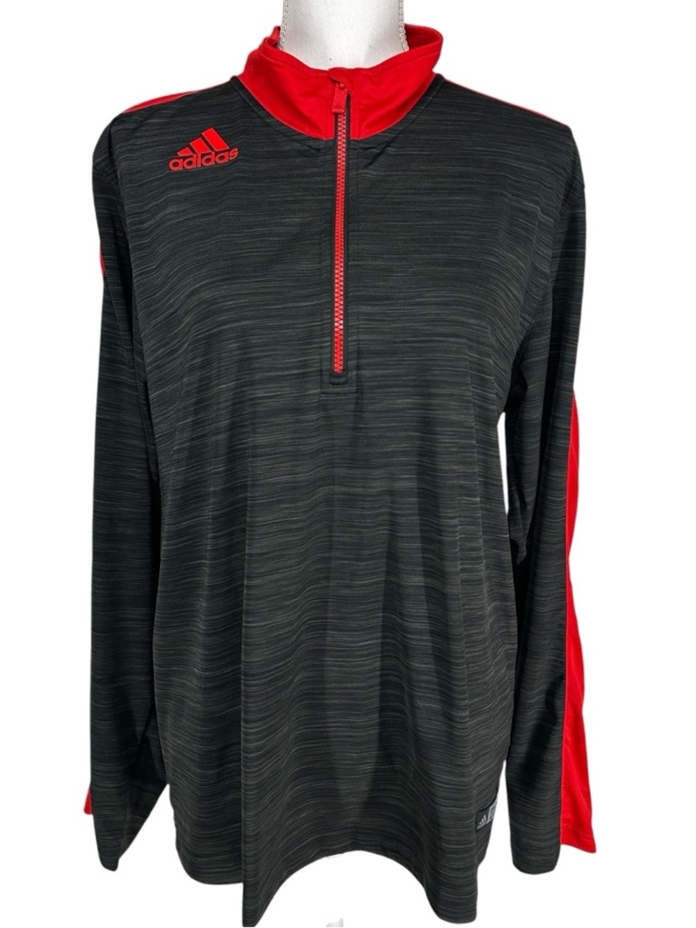ADIDAS BASKETBALL / Gray & Red Quarter Zip Jacket / Large / Activewear Workout